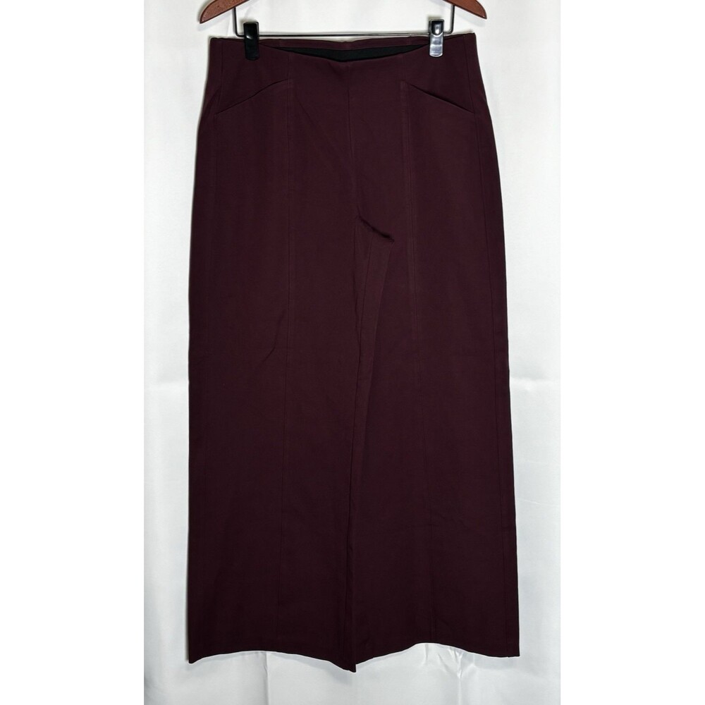 Old Navy Pixie Wide Leg Pull On High Rise Pants Burgundy Wine Raisin Large NEW!
